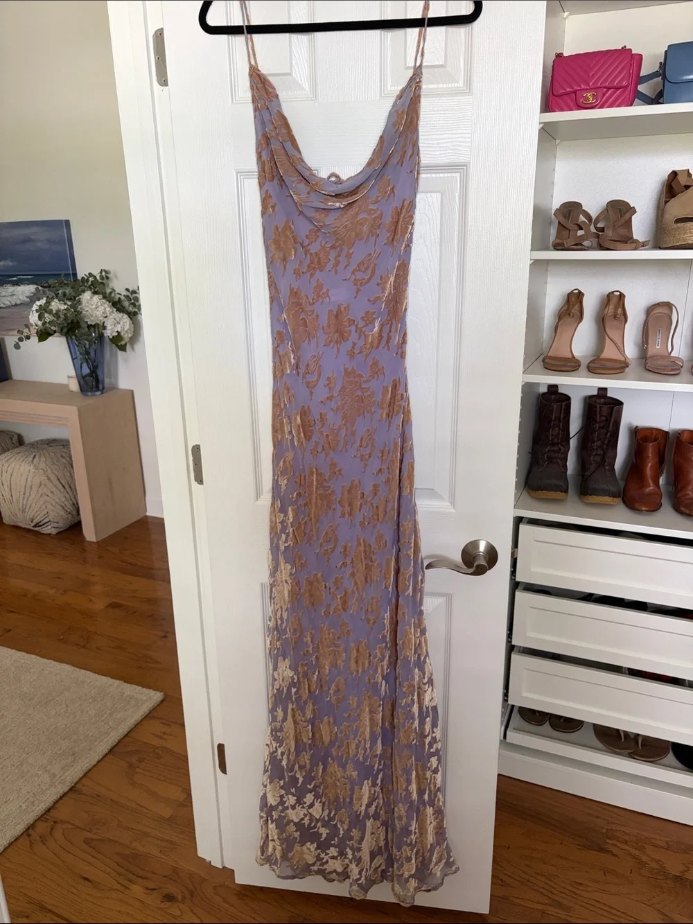 Rat & Boa Athena Maxi Slip Dress in Pink and Gold Floral